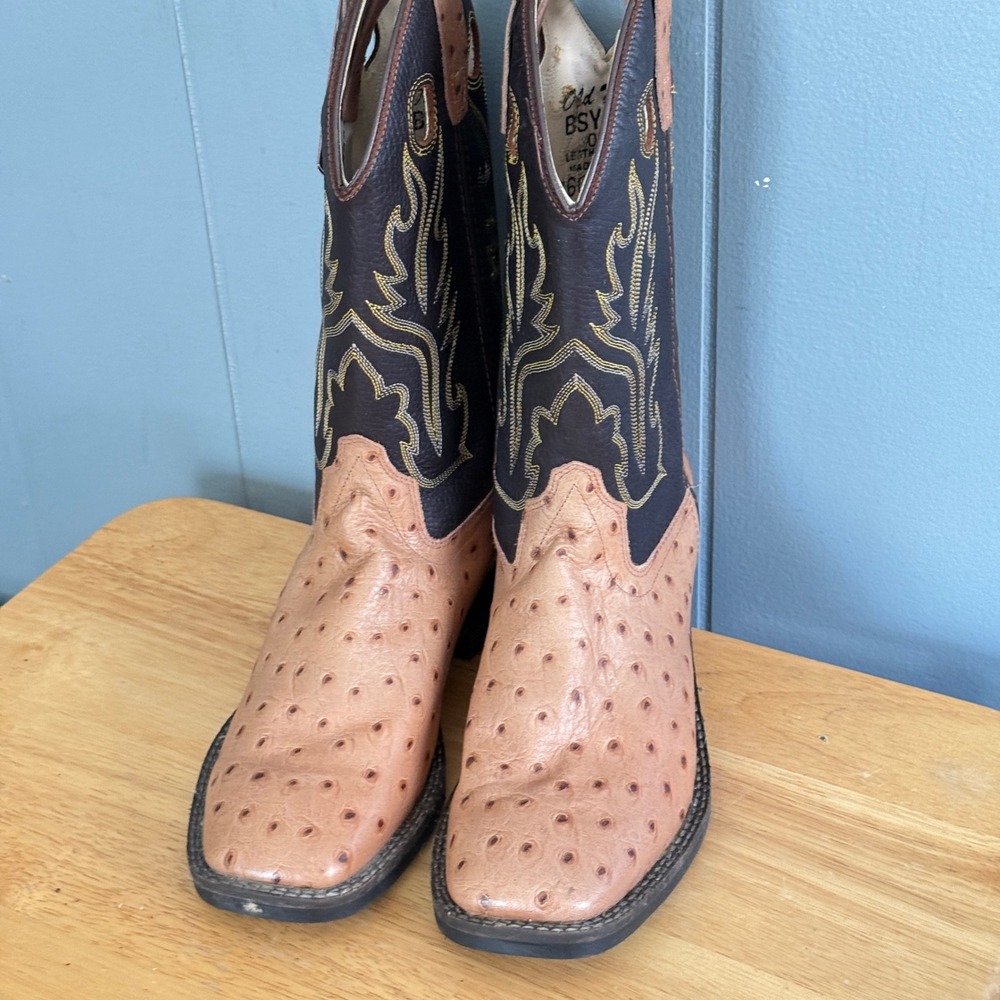 Old West Women's 6D Ostrich Print Western Cowboy Boots Square Toe NEW Imperfect - Picture 2 of 8